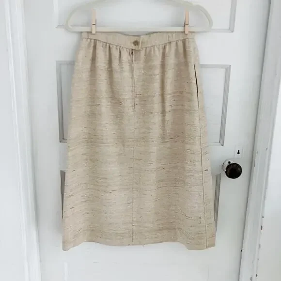 Vintage Devon Hall Cream Neutral Skirt Blazer Suit Set - Picture 12 of 16